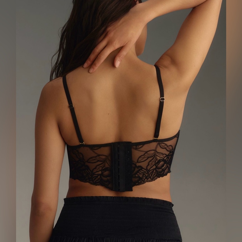 Anthropologie Floral Lace Black Underwire Bustier - Picture 3 of 4